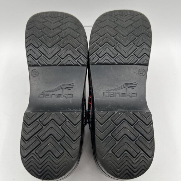 Dansko Womens 11.5 Professional Retro Streamer Patent Leather Clogs Comfort Shoe - Picture 13 of 16